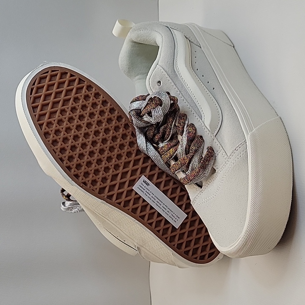 Vans Platform Sneakers in Off-White with Brown Gum Sole